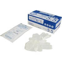 イワツキ　クリーンハンドグローブ　パウダーフリー　滅菌済　プラスチック　5.5サイズ　004-41555　1箱（20双入）（使い捨てグローブ）