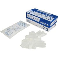 イワツキ　クリーンハンドグローブ　パウダーフリー　滅菌済　プラスチック　7.5サイズ　004-41533　1箱（20双入）（使い捨てグローブ）