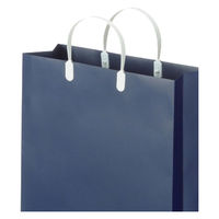 手提げ紙袋（マットフィルム貼り・ハッピータックタイプ）　平紐　紺　LL　1セット（30枚：5枚入×6袋）　スーパーバッグ  オリジナル