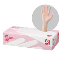 アスクル　プラスチックグローブ　粉あり（パウダーイン）　SSサイズ　1箱（100枚入）（使い捨てグローブ） オリジナル