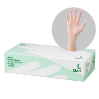 アスクル　プラスチックグローブ　粉あり（パウダーイン）　Lサイズ　1箱（100枚入）（使い捨てグローブ） オリジナル