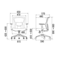 イトーキ サリダチェア（Salida） オフィスチェア メッシュ張り 可動肘付 ブラック YL5-BL 1脚（2梱包）事務椅子 脚幅615mm