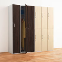 スマイル 木扉スチールロッカー 4連2段8人用 シリンダー錠 ダーク 幅900×奥行515×高さ1790mm 1台（3梱包）組立式