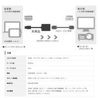 Vodaview　変換アダプタ　HDMI[オス]→VGA（D-sub15ピン）[メス]　約0.18m/jホワイト　VV-HDAVGA-W-DO
