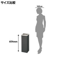 テラモト 角型灰皿スタンド 約2.1L スチール ブラック 1台 スリム 幅215×奥行215×高さ604mm 吸い殻入れ