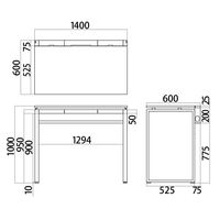 Ceha プレノデスクシステム ハイデスク 引出し付き ホワイト天板/ホワイト脚 幅1400×奥行600×高さ1000mm 1台 (5梱包)