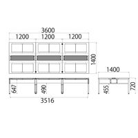 イトーキ サリダLFデスク フリーアドレスデスク 引出し付き ホワイト 幅3600×奥行1400×高さ720mm 1台（15梱包）