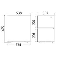 イトーキ サリダLFデスク 2段ワゴン ホワイト 幅397×奥行538×高さ625mm 1台