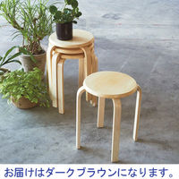 スマイル 木製ラウンドスツール ブラウン 1箱（6脚入）幅405mm 丸イス スツール スタッキング可 キャスター無し