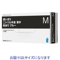 ファーストレイト　「現場のチカラ」　使いきりニトリル手袋　ブルー　粉あり　薄手　L　1箱（100枚入） オリジナル