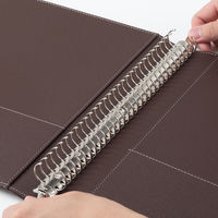 アスクル合皮製30穴リングファイル エンボス加工 ブラウン  1箱（10冊入）  オリジナル