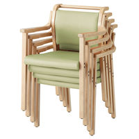 オカムラ 介護木製チェア ローバック把手付ナチュラル色 張地グリーン LZ61AA PC88（直送品）