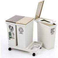 アスベル ゴミ箱 資源ゴミ横型3分別ワゴン 6720 1個 60L（20L×3）ワンプッシュ 日本製 キャスター 幅533×奥行340×高さ530mm