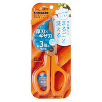 プラス はさみ フィットカットカーブ 洗えるチタン キャロットオレンジ キッチンバサミ 34554