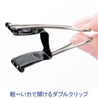 アスクル　軽く開けるダブルクリップ　中　ブラック　1ケース(200個:10個入×20箱)　幅25mm  オリジナル
