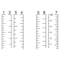 金鵄製作所 小判投薬瓶（60mL）ベーシックキャップ（ホワイト） 本体色:透明 凸凹目盛り 刻印目盛り 未滅菌 1袋（100本入）