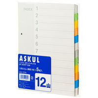 アスクル　カラーインデックス　A4タテ　インデックスシート　2穴　12山　5組  オリジナル