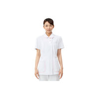 住商モンブラン レディスジャケット（ナースジャケット） 医療白衣 半袖 白/ピンク S 73-1422（直送品）