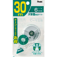 ぺんてる 30m修正テープ 使いきりタイプ テープ幅6mm 緑 XZT516-W 1個