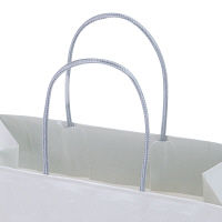 手提げ紙袋　丸紐　ブライトーンパールタイプ　パールグレー　M　1箱（90枚：10枚入×9袋）　スーパーバッグ  オリジナル