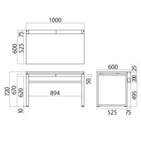 Ceha プレノデスクシステム 平机 引出し付き オーク天板/ホワイト脚 幅1000×奥行600×高さ720mm 1台 (4梱包)