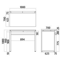Ceha プレノデスクシステム ハイデスク 引出し付き オーク天板/ホワイト脚 幅1000×奥行700×高さ1000mm 1台 (5梱包)