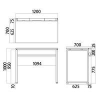 Ceha プレノデスクシステム ハイデスク 引出し無し ホワイト天板/ホワイト脚 幅1200×奥行700×高さ1000mm 1台 (4梱包)