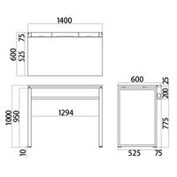Ceha プレノデスクシステム ハイデスク 引出し無し オーク天板/ホワイト脚 幅1400×奥行600×高さ1000mm 1台 (4梱包)