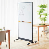 プラス ブラックフレームホワイトボード 両面 スチール 幅950mm マーカー（黒・赤）各1本 WBC-S0918DSK-BK 1台 キャスター脚 ストッパー付