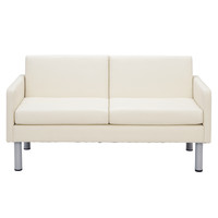 アール・エフ・ヤマカワ コンパクトソファ 2人掛 アイボリー 1脚 幅1300×奥行600×高さ705mm ロビーベンチ 待合室 応接室 PVCレザー