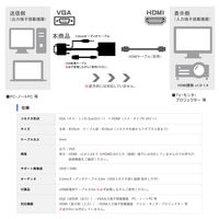 Vodaview　音声対応変換アダプタ　VGA（D-sub15ピン）[オス]・ステレオミニプラグ[オス]→HDMI[メス]　VV-VGAHDA-A-W-DO-S