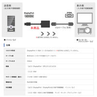 Vodaview　変換アダプタ　DisplayPort[オス]→VGA（D-sub15ピン）[メス]　0.15m/ブラック　VV-DPVGA-DO