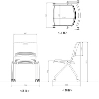 TOKIO ネスティングチェア レッド 1脚 平行スタッキング キャスター付き 幅589、座面高さ445mm 日本製