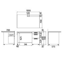 プラス スチールOAデスク フラットライン 片袖机 天板：メープル/脚：ホワイト 幅1000×奥行700×高さ700ｍｍ 1台（2梱包）オフィスデスク