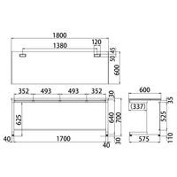プラス スチールOAデスク フラットライン 平机 引出し付き 天板：ホワイト/脚：ホワイト 幅1800×奥行600×高さ700mm 1台（3梱包）