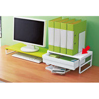 リヒトラブ(LIHIT LAB.) 机上台 幅390mm 引出し付ハイタイプ 白（ホワイト） A7342-0 1セット（3台）