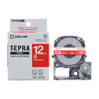テプラ TEPRA PRO【純正】テープ ビビッドカラー 幅12mm  赤ラベル(白文字) SD12R 1個 キングジム