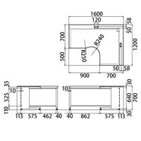 【組立設置込】プラス スチールOAデスク フラットライン L型デスク右用 幅1600×奥行1200×高さ700mm　ホワイト×ホワイト 1台（3梱包）（取寄品）