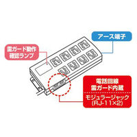 延長コード 電源タップ 2m 3P（ピン） 8個口 スイッチ ライトグレー TAP-3805SPN サンワサプライ 1個