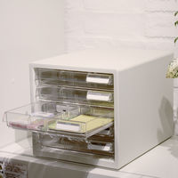 プラス　レターケース　A4タテ　浅型5段　仕切り板付き　ホワイト　白　引き出し　4台　16082