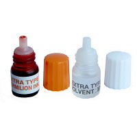 谷川商事　角型印速乾タイプ専用 補充インキセット インキ3mL+溶剤3mL　朱色　1セット