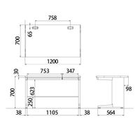 【組立設置込】オカムラ スチールOAデスク ビラージュ VILLAGE 平机 引出し付き ホワイト 幅1200×奥行700×高さ700mm 1台（取寄品）