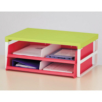 リヒトラブ 机上台 幅390mm ハイタイプ 黄緑 A7331-6