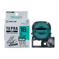 テプラ TEPRA PRO【純正】テープ 強粘着 幅18mm 緑ラベル(黒文字) SC18GW 1個 キングジム