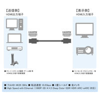 HDMIケーブル スリムタイプ（直径4.5mm） 3m HDMI[オス]-HDMI[オス] ブラック VV-HDMI030AA-S-B 1本　Vodaview