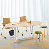 アール・エフ・ヤマカワ OAミーティングテーブル オーバル型 ナチュラル 幅1800×奥行900×高さ700mm RFOVT-OA1890NA 1台（2梱包）