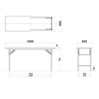 アイリスチトセ 折りたたみテーブル 棚なし ナチュラル 幅1500×奥行450×高さ700mm 1台  オリジナル
