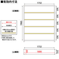 プラス KR軽量ラック (天地6段) 幅1812×奥行312×高さ2100mm ライトグレー KR-2183-6 LG 1台 (4梱包)