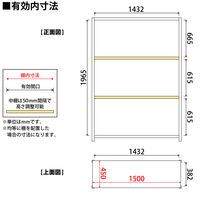 プラス KR軽量ラック （天地4段） 幅1512×奥行462×高さ2100mm ライトグレー 1台（3梱包）