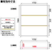 プラス KR軽量ラック （天地4段） 幅1812×奥行462×高さ2100mm ライトグレー 1台 (4梱包)